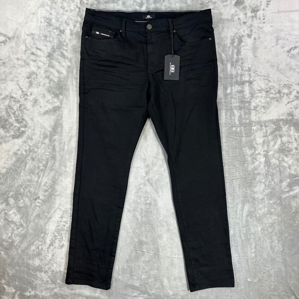 Benjamin Black Slim Fit Jeans Men's 38x32 Black Stretch Denim Pants NEW